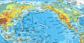 Geographical position of the Pacific Ocean: description and features
