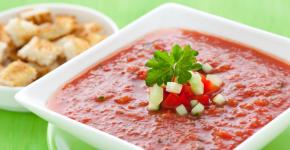 Spanish cold gazpacho soup Refreshing soup with tomato juice